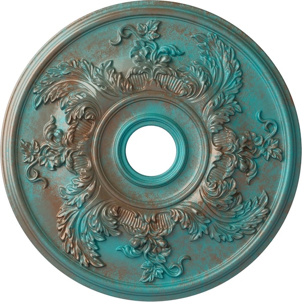 Ekena Millwork Acanthus Twist Medallion (Canopies up to 8 3/8"), 23 5/8"OD x 4 5/8"ID x 1 7/8"P, Copper Green CM23ACCGS - main